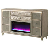Lorient Ivory/Camel 8-drawer LED Bedroom Flame Box Dresser by Coaster at Eve Furniture