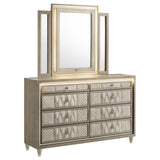 Lorient Ivory/Camel 8-drawer LED Dresser with Mirror by Coaster at Eve Furniture