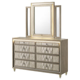 Lorient Ivory/Camel 8-drawer LED Dresser with Mirror by Coaster at Eve Furniture