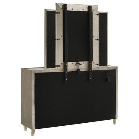 Lorient Ivory/Camel 8-drawer LED Dresser with Mirror by Coaster at Eve Furniture