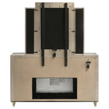 Lorient Ivory/Camel 8-drawer LED Flame Box Dresser and Mirror by Coaster at Eve Furniture