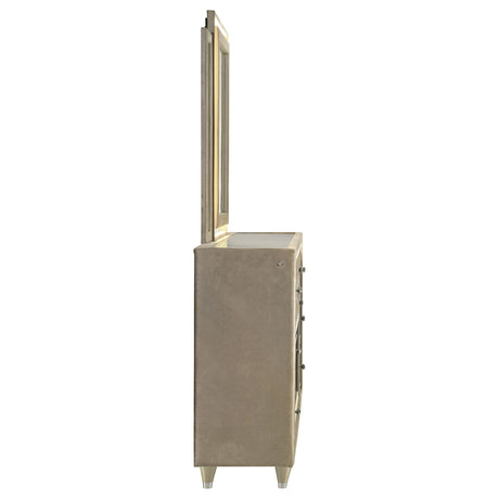 Lorient Ivory/Camel 8-drawer LED Flame Box Dresser and Mirror by Coaster at Eve Furniture