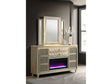 Lorient Ivory/Camel 8-drawer LED Flame Box Dresser and Mirror by Coaster at Eve Furniture