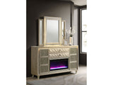 Lorient Ivory/Camel 8-drawer LED Flame Box Dresser and Mirror by Coaster at Eve Furniture