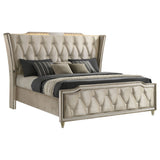 Lorient Ivory/Camel Eastern King LED Upholstered Bed by Coaster at Eve Furniture