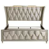 Lorient Ivory/Camel Eastern King LED Upholstered Bed by Coaster at Eve Furniture