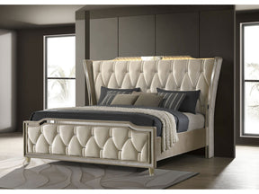 Lorient Ivory/Camel Eastern King LED Upholstered Bed by Coaster at Eve Furniture