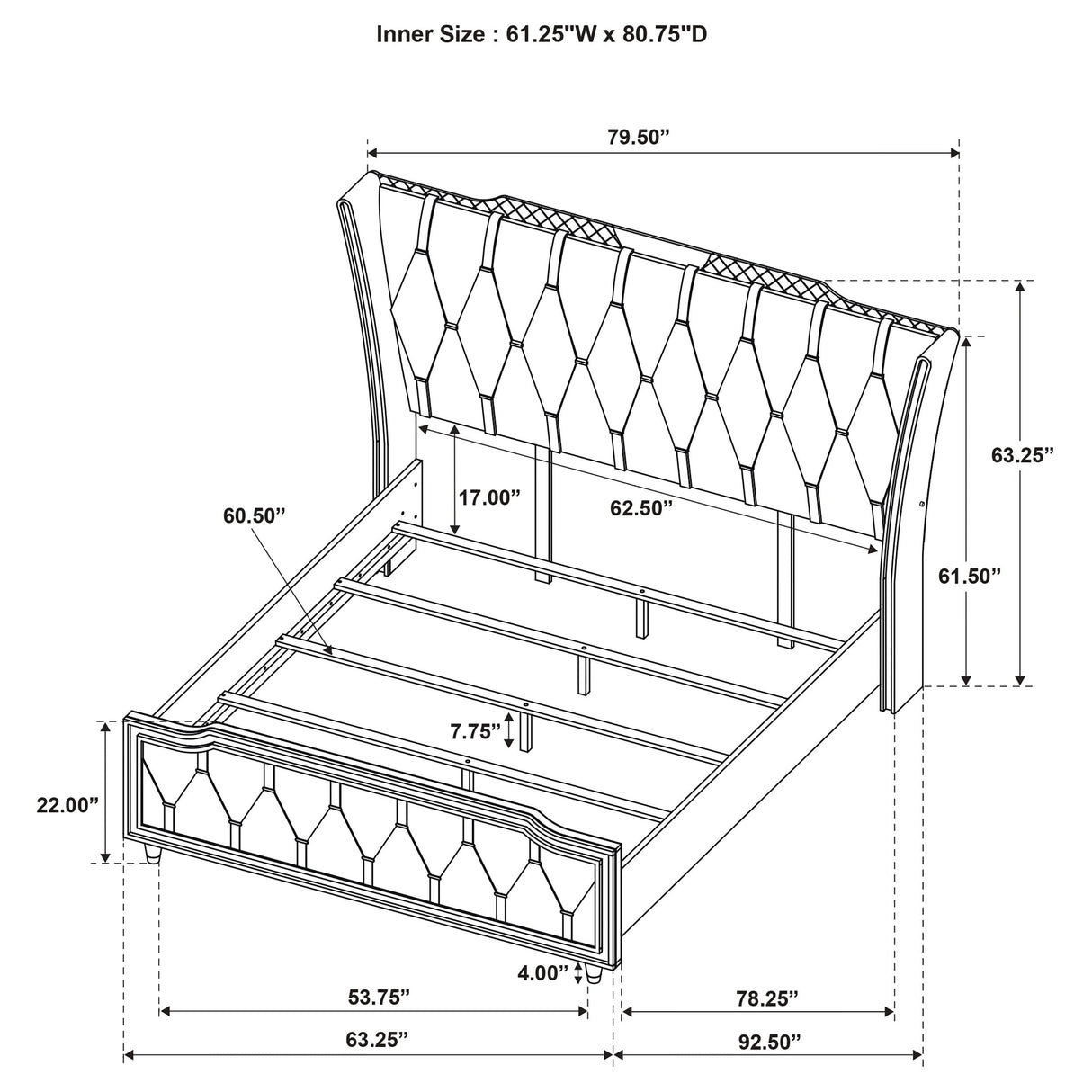 Lorient Ivory/Camel Queen LED Upholstered Wingback Bed by Coaster at Eve Furniture