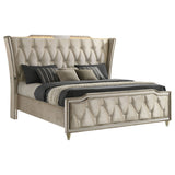 Lorient Ivory/Camel Queen LED Upholstered Wingback Bed by Coaster at Eve Furniture