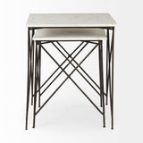 Lorlei 20.0L x 20.0W x 23.8H White Marble Top W/ Gray Iron Legs End and Side Table by Mercana at Eve Furniture