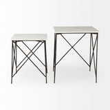 Lorlei 20.0L x 20.0W x 23.8H White Marble Top W/ Gray Iron Legs End and Side Table by Mercana at Eve Furniture