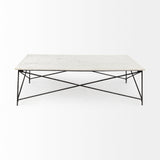 Lorlei I 53.0 X 35.0 X 15.5 White Marble Top W/ X-Shaped Gray Iron Base Coffee Table by Mercana at Eve Furniture