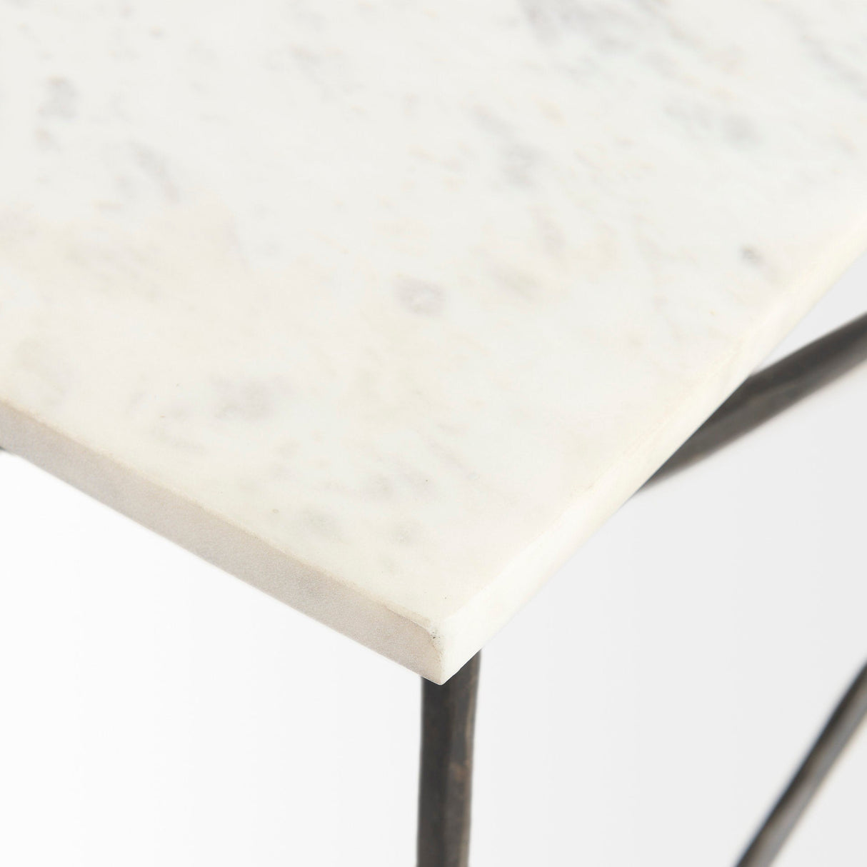 Lorlei I 53.0 X 35.0 X 15.5 White Marble Top W/ X-Shaped Gray Iron Base Coffee Table by Mercana at Eve Furniture