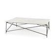 Lorlei I 53.0 X 35.0 X 15.5 White Marble Top W/ X-Shaped Gray Iron Base Coffee Table by Mercana at Eve Furniture