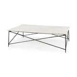 Lorlei I 53.0 X 35.0 X 15.5 White Marble Top W/ X-Shaped Gray Iron Base Coffee Table by Mercana at Eve Furniture