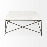 Lorlei I White Marble Top W/ X-Shaped Gray Iron Base Coffee Table by Mercana at Eve Furniture