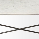 Lorlei I White Marble Top W/ X-Shaped Gray Iron Base Coffee Table by Mercana at Eve Furniture