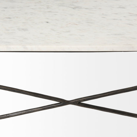 Lorlei I White Marble Top W/ X-Shaped Gray Iron Base Coffee Table by Mercana at Eve Furniture