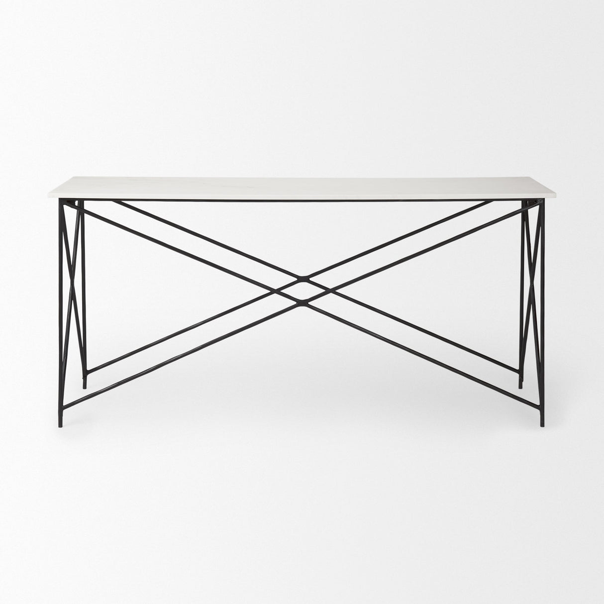 Lorlei Marble Top w/ Gray Iron Base Console Table by Mercana at Eve Furniture