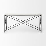 Lorlei Marble Top w/ Gray Iron Base Console Table by Mercana at Eve Furniture