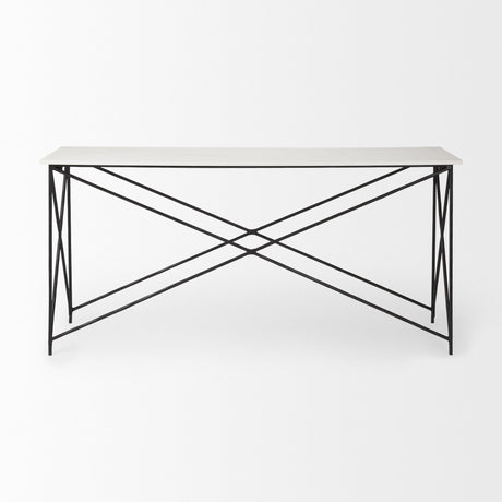 Lorlei Marble Top w/ Gray Iron Base Console Table by Mercana at Eve Furniture