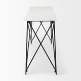 Lorlei Marble Top w/ Gray Iron Base Console Table by Mercana at Eve Furniture