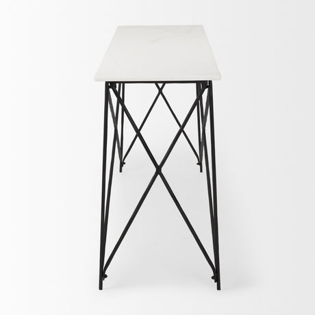 Lorlei Marble Top w/ Gray Iron Base Console Table by Mercana at Eve Furniture