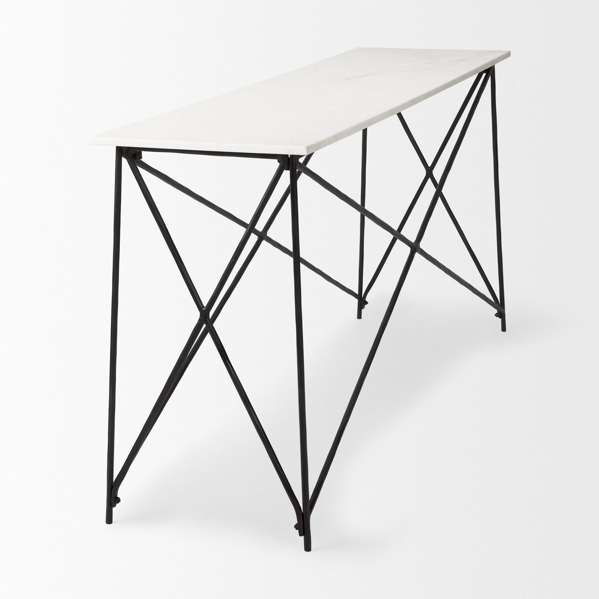 Lorlei Marble Top w/ Gray Iron Base Console Table by Mercana at Eve Furniture