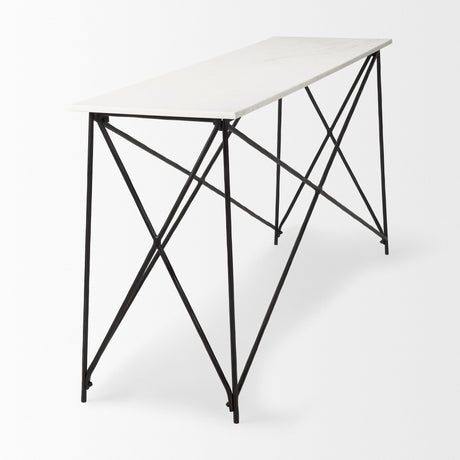 Lorlei Marble Top w/ Gray Iron Base Console Table by Mercana at Eve Furniture