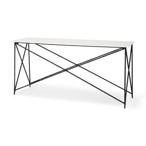 Lorlei Marble Top w/ Gray Iron Base Console Table by Mercana at Eve Furniture