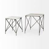 Lorlei White Marble Top W/ Gray Iron Legs End and Side Table by Mercana at Eve Furniture