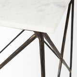 Lorlei White Marble Top W/ Gray Iron Legs End and Side Table by Mercana at Eve Furniture