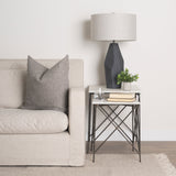 Lorlei White Marble Top W/ Gray Iron Legs End and Side Table by Mercana at Eve Furniture