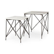 Lorlei White Marble Top W/ Gray Iron Legs End and Side Table by Mercana at Eve Furniture