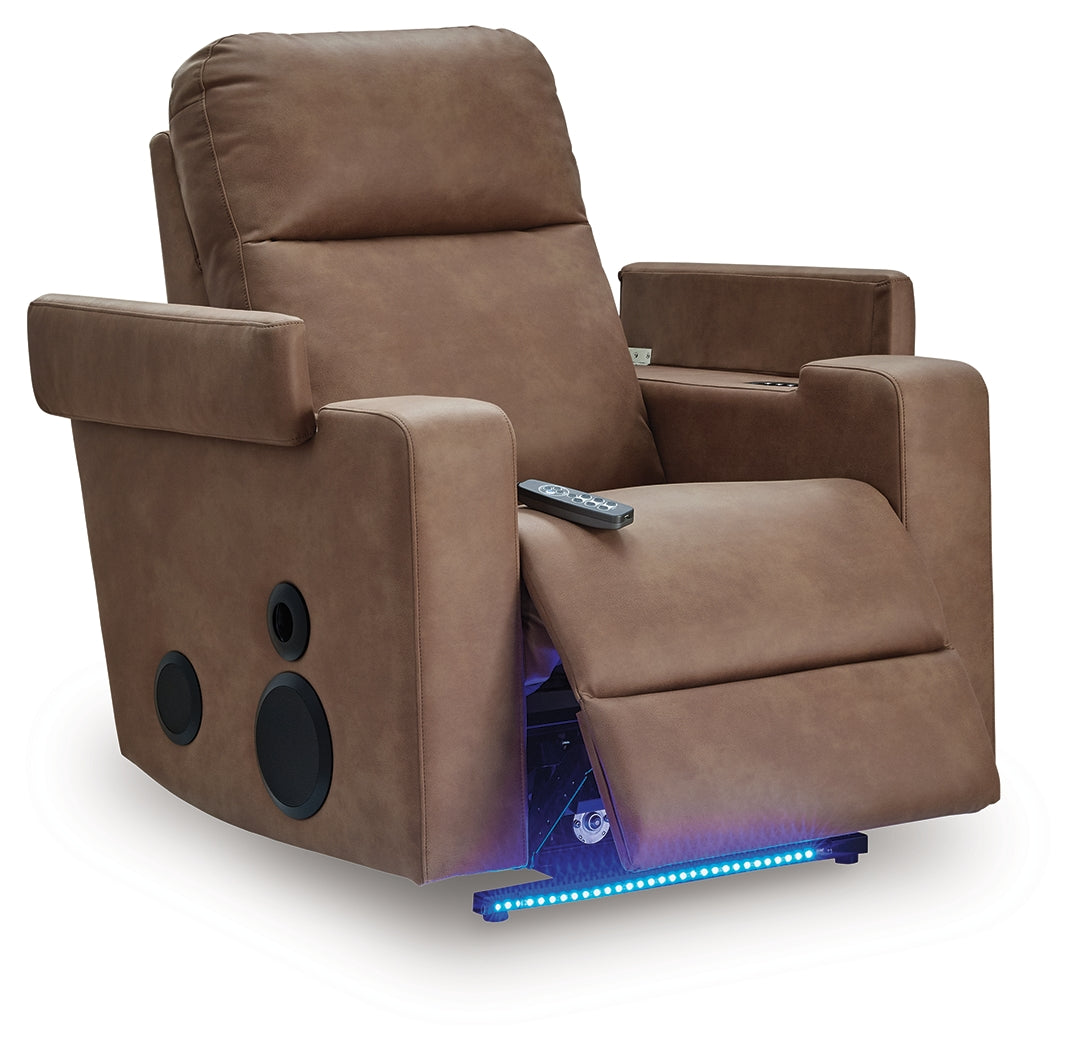 Lorrenton Caramel Power Glider Recliner with Audio System by Ashley at Eve Furniture