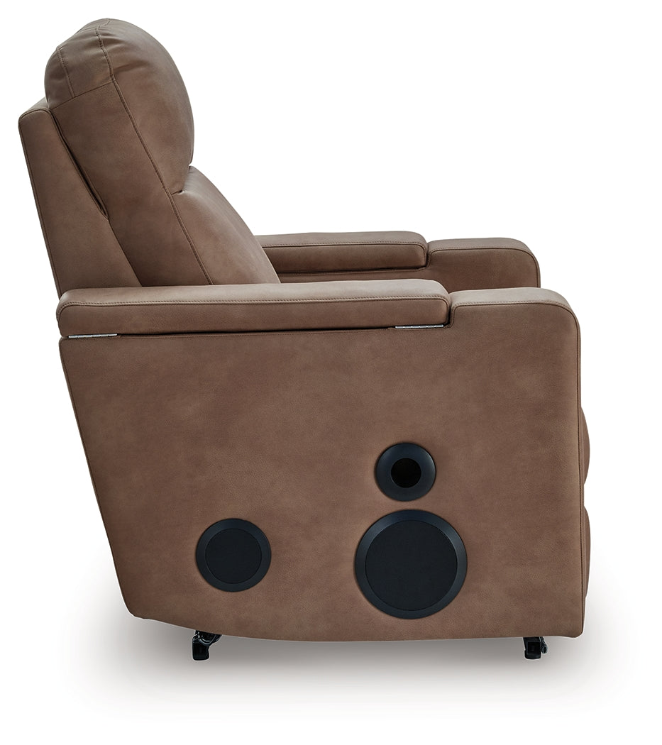 Lorrenton Caramel Power Glider Recliner with Audio System by Ashley at Eve Furniture