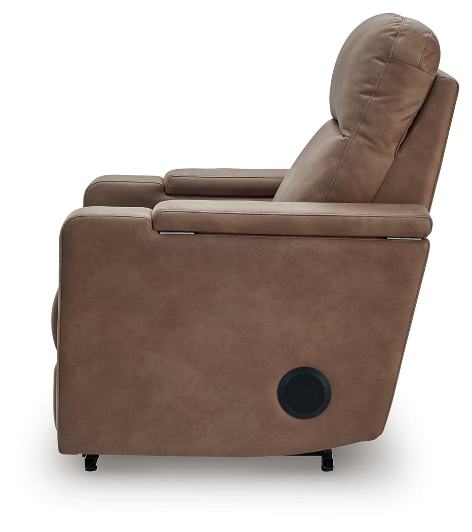 Lorrenton Caramel Power Glider Recliner with Audio System by Ashley at Eve Furniture