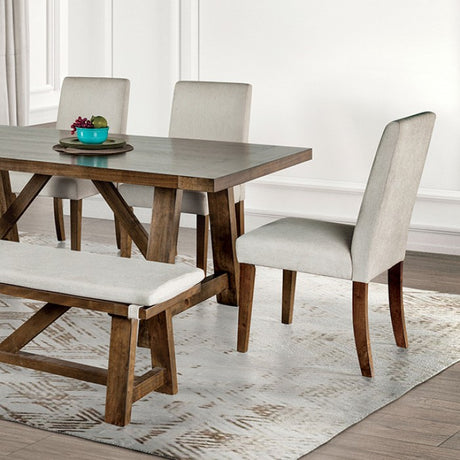 Losone Brown 6-Piece Dining Room Set w/ Bench by Furniture of America at Eve Furniture