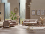 Lotus 3-pieces (Sofa & Loveseat & Chair) Livingroom Set Cream by Furnia at Eve Furniture