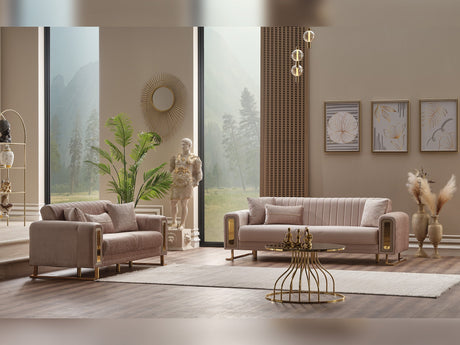 Lotus 3-pieces (Sofa & Loveseat & Chair) Livingroom Set Cream by Furnia at Eve Furniture