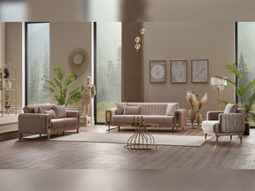 Lotus 3-pieces (Sofa & Loveseat & Chair) Livingroom Set Cream by Furnia at Eve Furniture