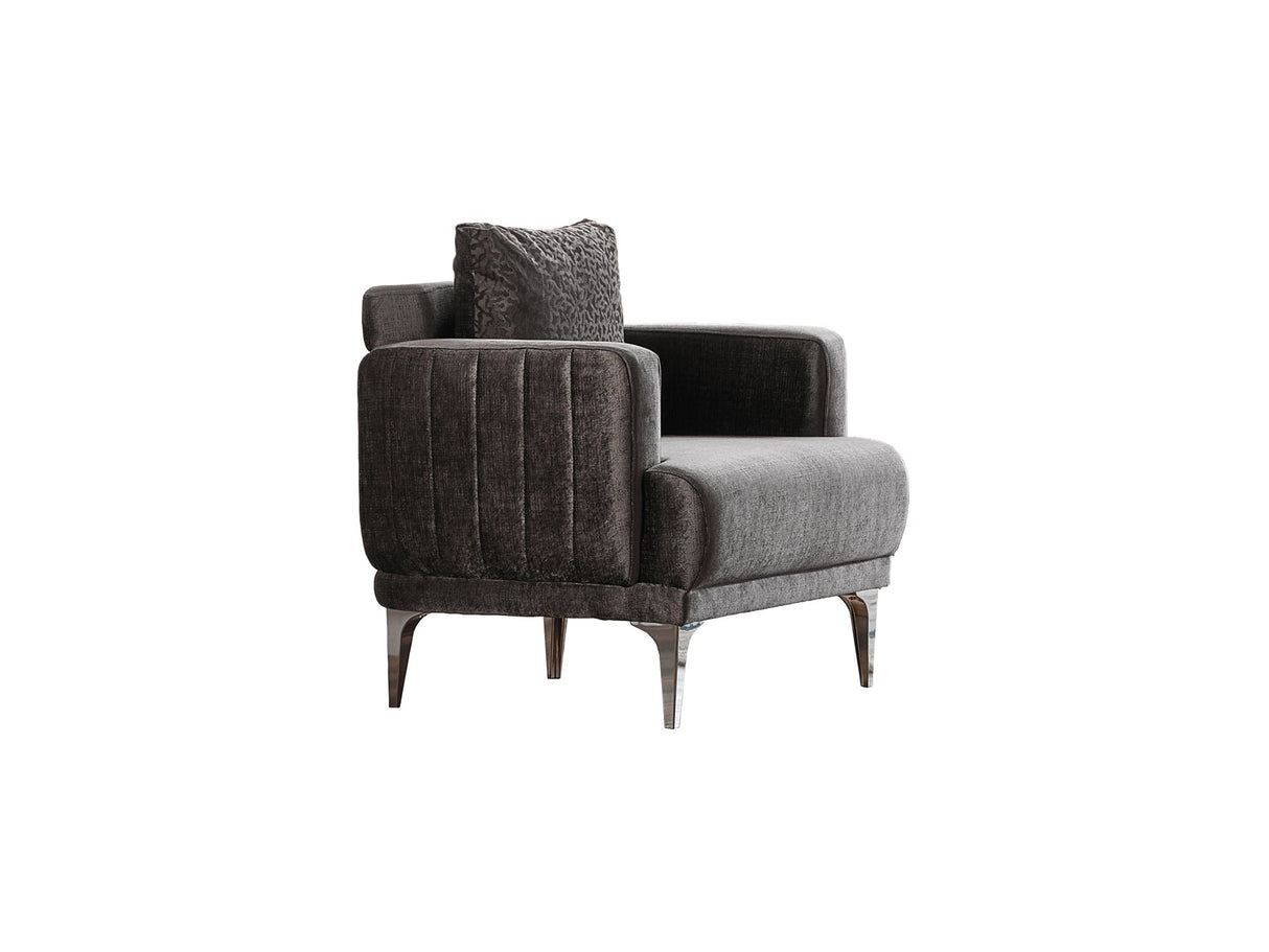 Lotus 3-pieces (Sofa & Loveseat & Chair) Livingroom Set in Grey by Furnia at Eve Furniture