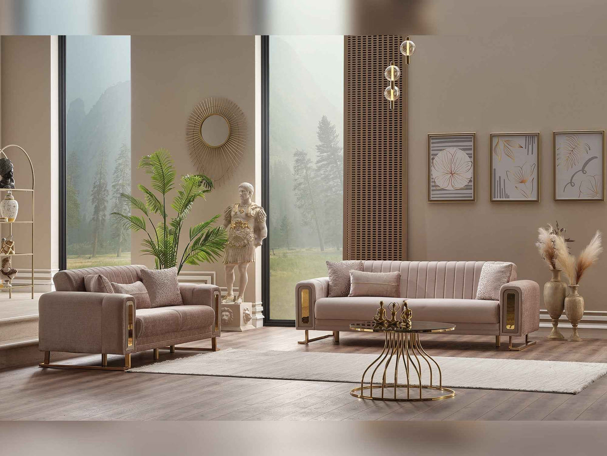 Lotus Cream Convertible Loveseat by Furnia at Eve Furniture