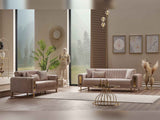 Lotus Cream Convertible Loveseat by Furnia at Eve Furniture