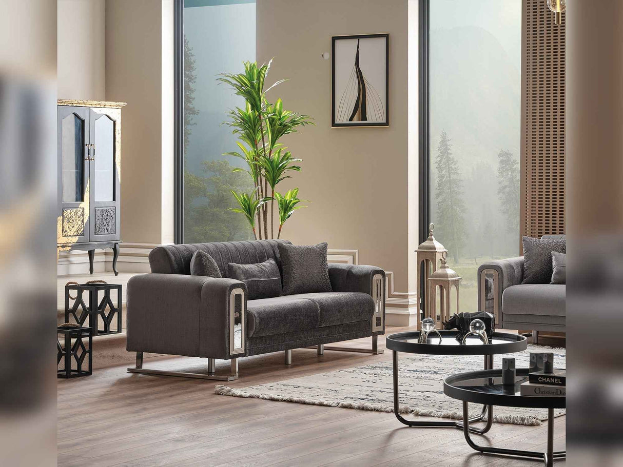 Lotus Grey Convertible Loveseat by Furnia at Eve Furniture