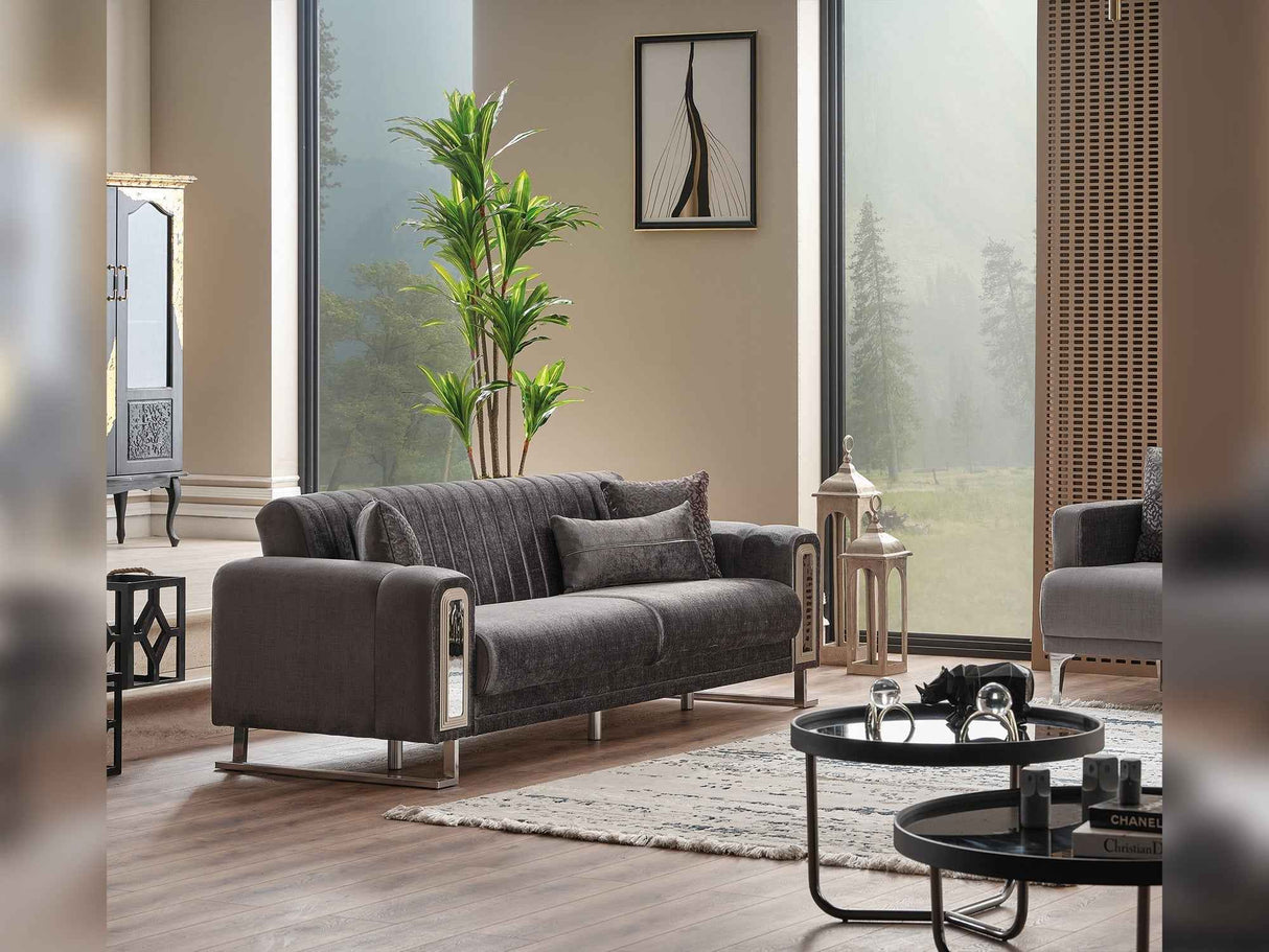 Lotus Grey Convertible Sofa by Furnia at Eve Furniture