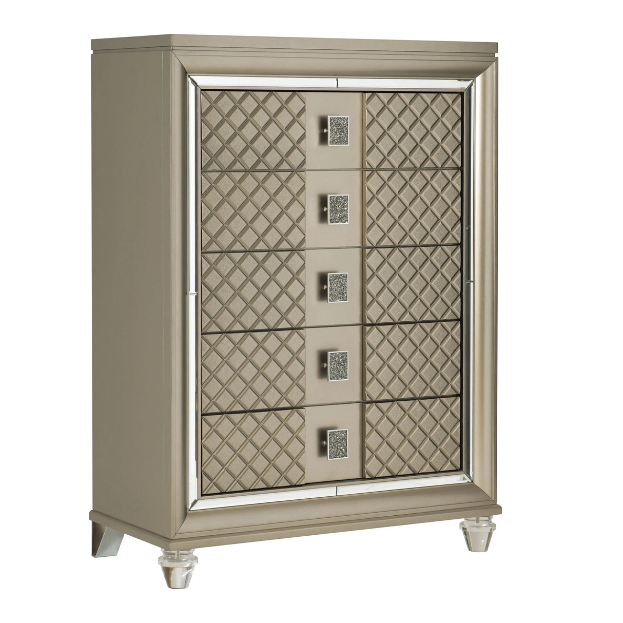 Loudon Champagne Metallic Chest by Homelegance at Eve Furniture