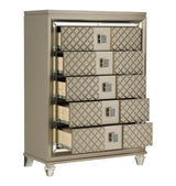 Loudon Champagne Metallic Chest by Homelegance at Eve Furniture