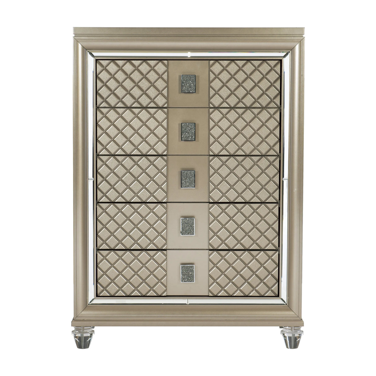 Loudon Champagne Metallic Chest by Homelegance at Eve Furniture