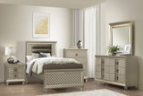 Loudon Champagne Metallic Glam Faux Leather Upholstered Twin Bed by Homelegance at Eve Furniture
